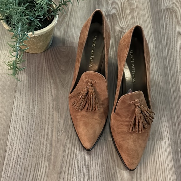 STUART WEITZMAN SUEDE PENNY LOAFER POINTY TOED PUMPS SIZE 11 EEEUC - Picture 2 of 11
